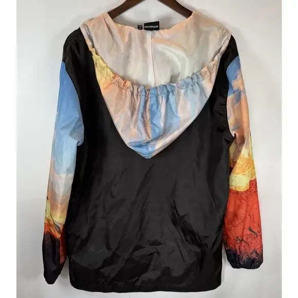 Polaroid Unisex M Hooded Windbreaker Jacket Zip Lightweight Retro Colorful READ - Picture 12 of 14